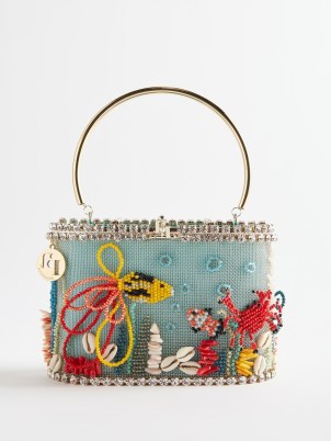 ROSANTICA Holli Aquarium bead & crystal-embellished handbag / under the sea themed occasion bags / small ocean inspired evening handbags / luxury party accessories / beaded fish and shells - flipped