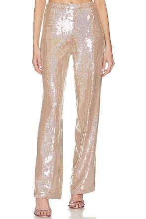 Bronx and Banco Capri Nude Sequin Pant / women’s sequinned trousers / womens glittering party clothes / evening glamour - flipped