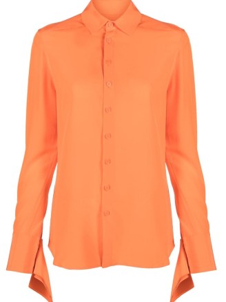Christopher Esber orange draped silk shirt / women’s vibrant silky shirts - flipped