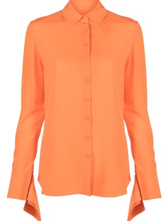 Christopher Esber orange draped silk shirt / women’s vibrant silky shirts