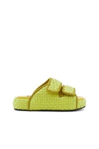 SIMON MILLER CRO SLIDE VALLEY GREEN CHECKERBOARD ~ women’s chunky velcro strap vegan leather slides ~ womens sliders with double straps and footbed ~ casual summer footwear