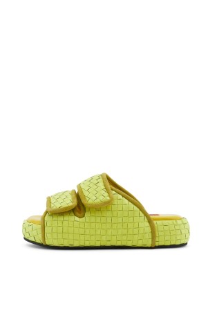 SIMON MILLER CRO SLIDE VALLEY GREEN CHECKERBOARD ~ women’s chunky velcro strap vegan leather slides ~ womens sliders with double straps and footbed ~ casual summer footwear - flipped