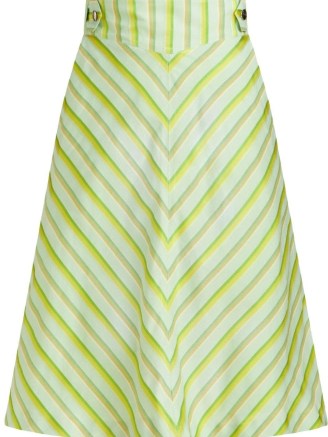 ETRO striped high-waisted skirt in bright green ~ women’s cotton / silk blend retro style skirts ~ vintage inspired clothes