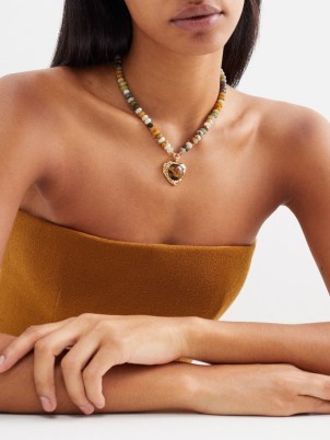 BY ALONA Blake tiger’s eye & 18kt gold-plated necklace – luxury style beaded necklaces – luxe look jewellery - flipped