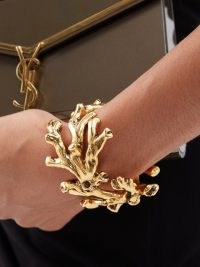 SAINT LAURENT Coral oversized cuff in gold tone / ocean inspired jewellery / statement cuffs
