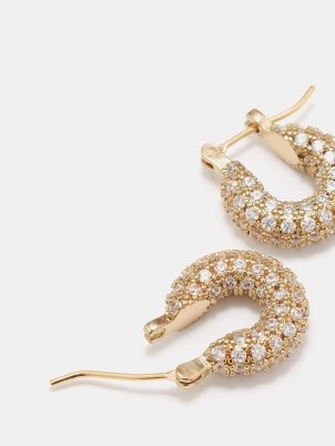 FALLON Doughnut zircon & 14kt gold-plated earrings – glamorous jewellery – small luxe look hoops - flipped