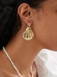 BY ALONA Gila 18kt gold-plated earrings / women’s shell motif jewellery / ocean inspired accessories / shells with crystals