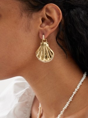 BY ALONA Gila 18kt gold-plated earrings / women’s shell motif jewellery / ocean inspired accessories / shells with crystals - flipped