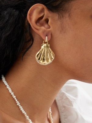 BY ALONA Gila 18kt gold-plated earrings / women’s shell motif jewellery / ocean inspired accessories / shells with crystals