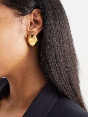 ALEXANDER MCQUEEN Logo-engraved stud earrings / women’s large designer studs - flipped