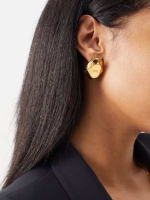 ALEXANDER MCQUEEN Logo-engraved stud earrings / women’s large designer studs