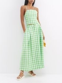 MARA HOFFMAN Green Tulay gingham hemp maxi skirt | women’s checked summer skirts