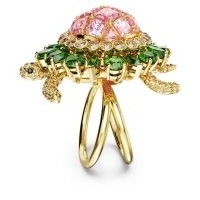 SWAROVSKI Idyllia cocktail ring Turtle, Multicoloured, Gold-tone plated – large statement crystal rings – animal themed jewellery