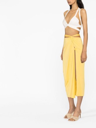 Jacquemus Yellow Espelho cut-out midi skirt – cutout twist detail skirts - flipped