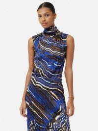 JIGSAW Terrain Silk Viscose Top in blue – women’s printed sleeveless tops