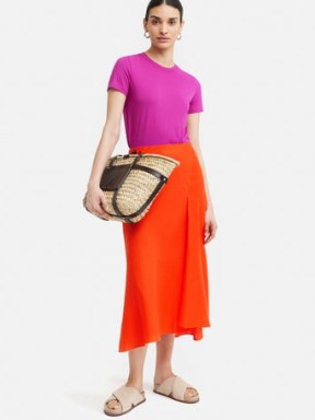 JIGSAW Linen Asymmetric Skirt in Orange / bright asymmetrical skirts - flipped