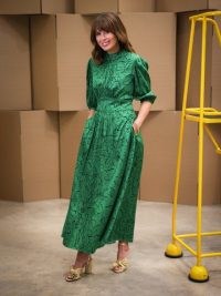 JIGSAW Isabel Floral Dress Green / balloon sleeve high neck dresses