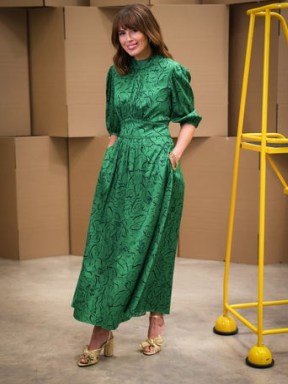 JIGSAW Isabel Floral Dress Green / balloon sleeve high neck dresses