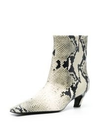 KHAITE Beige Arizona 55mm python-print ankle boots ~ women’s snake effect leather boot
