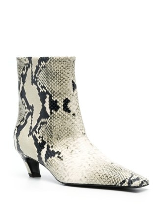 KHAITE Beige Arizona 55mm python-print ankle boots ~ women’s snake effect leather boot - flipped