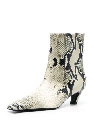 KHAITE Beige Arizona 55mm python-print ankle boots ~ women’s snake effect leather boot