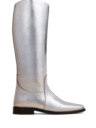 KHAITE The Wooster Riding boots in metallic effect leather - flipped