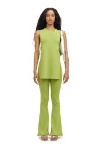 KNITS BY WHITSETT PANT VALLEY GREEN ~ women’s flared high rise trousers ~ simon miller fashion