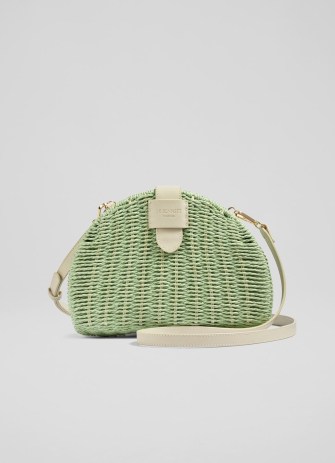 L.K. BENNETT Lorena Green Wicker Shoulder Bag ~ woven pistachio coloured bags