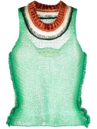 Marni open-back open-knit top in bright green/multicolour ~ sheer knitted vests ~ green vest top ~ cut out back tank