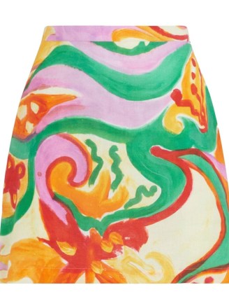 Marni watercolour-print skirt in off-white/multicolour | multicoloured organic linen blend thigh length skirts | women’s fashion with abstract prints