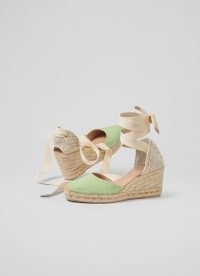 L.K. BENNETT Maureen Green Canvas Espadrilles – ankle tie wedges – summer espadrille sandals