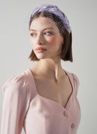 L.K. BENETT Melissa Lilac Satin Plaited Headband ~ women’s occasion veil headbands ~ summer event hair accessories