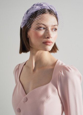 L.K. BENETT Melissa Lilac Satin Plaited Headband ~ women’s occasion veil headbands ~ summer event hair accessories - flipped