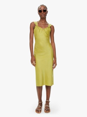 Noam Cinda Dress in Chartreuse | yellow-green silk slip misi dresses | women’s luxe clothing | womens luxury fashion - flipped