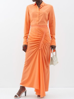 CHRISTOPHER ESBER Otange Inclined grosgrain-trim gathered silk skirt | women’s fluid fabric maxi skirts | silky occasion clothes