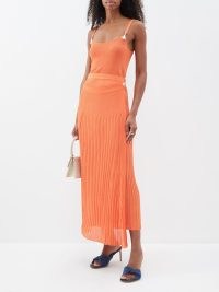 CHRISTOPHER ESBER Orange Wrap-front knitted midi skirt / sheer asymmetric long length skirts