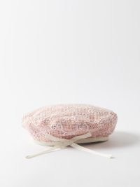 GUCCI Pink GG-embroidered crochet beret ~ women’s berets ~ women’s designer hats