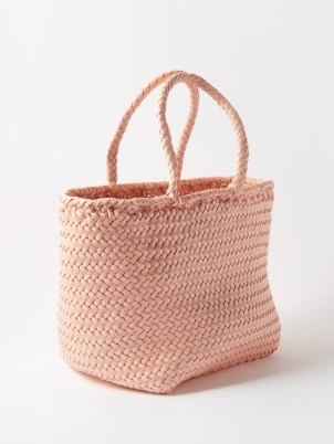 DRAGON DIFFUSION Pink Grace small woven-leather basket bag | luxury summer bags - flipped