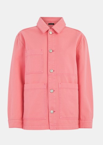 WHISTLES SYLVIA JACKET in Pink ~ women’s casual cotton jackets ~ womens utility style outerwear ~ utilitarian summer clothes ~ pocket detail clothing - flipped