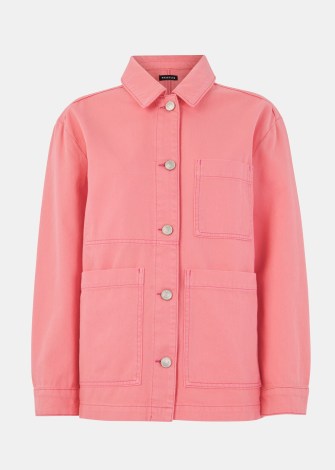 WHISTLES SYLVIA JACKET in Pink ~ women’s casual cotton jackets ~ womens utility style outerwear ~ utilitarian summer clothes ~ pocket detail clothing