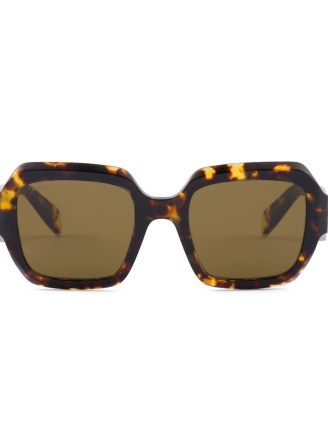 Prada Eyewear Brown Symbole tortoiseshell-effect sunglasses | large squqre shaped sunnies | women’s summer eyewear - flipped