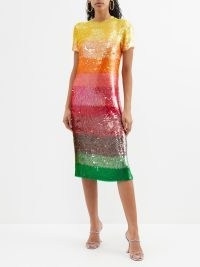ASHISH Multicoloured striped sequinned-georgette dress – sparkling sequin covered occasion dresses – women’s luxury event clothing – glittering evening clothes – luxe party fashion