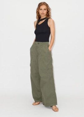 ME and EM Relaxed Low-Rise Cargo Trouser in Summer Khaki ~ green pocket detail cotton trousers ~ chic utility clothes ~ utilitarian fashion - flipped