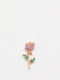 LOQUET Gratitude sapphire, emerald & 18kt rose-gold charm / mini floral charms / small luxe jewellery / pink and green gemstone jewelry