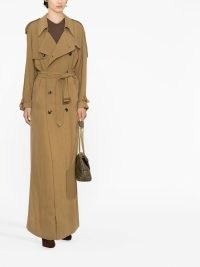 Saint Laurent double-breasted trench coat in sable brown | women’s designer maxi length coats | womens luxury outerwear