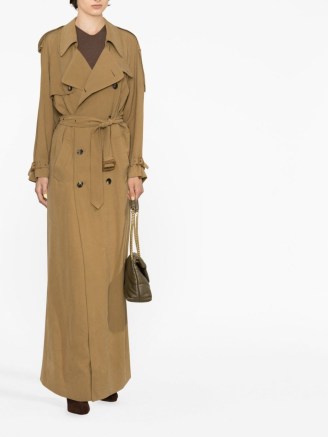 Saint Laurent double-breasted trench coat in sable brown | women’s designer maxi length coats | womens luxury outerwear