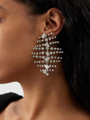 SAINT LAURENT Crystal-embellished fishbone earrings – statement jewellery with multi cut crystals – glamorous designer drops