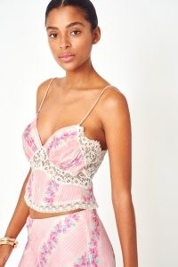 LOVESHACKFANCY Spritely Cami in Pink Malibu ~ women’s floral and lace camisoles ~ spaghetti shoulder strap camisole tops