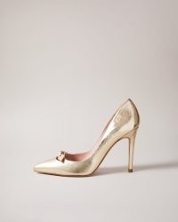 TED BAKER Telila Bow Detail Court Shoes in Gold / metallic courts / shiny high heels