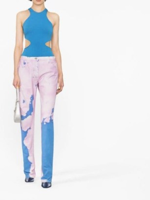 The Attico tie-dye pattern denim jeans in blue/pink | women’s blue and pink straight leg jean | womens denim fashion - flipped